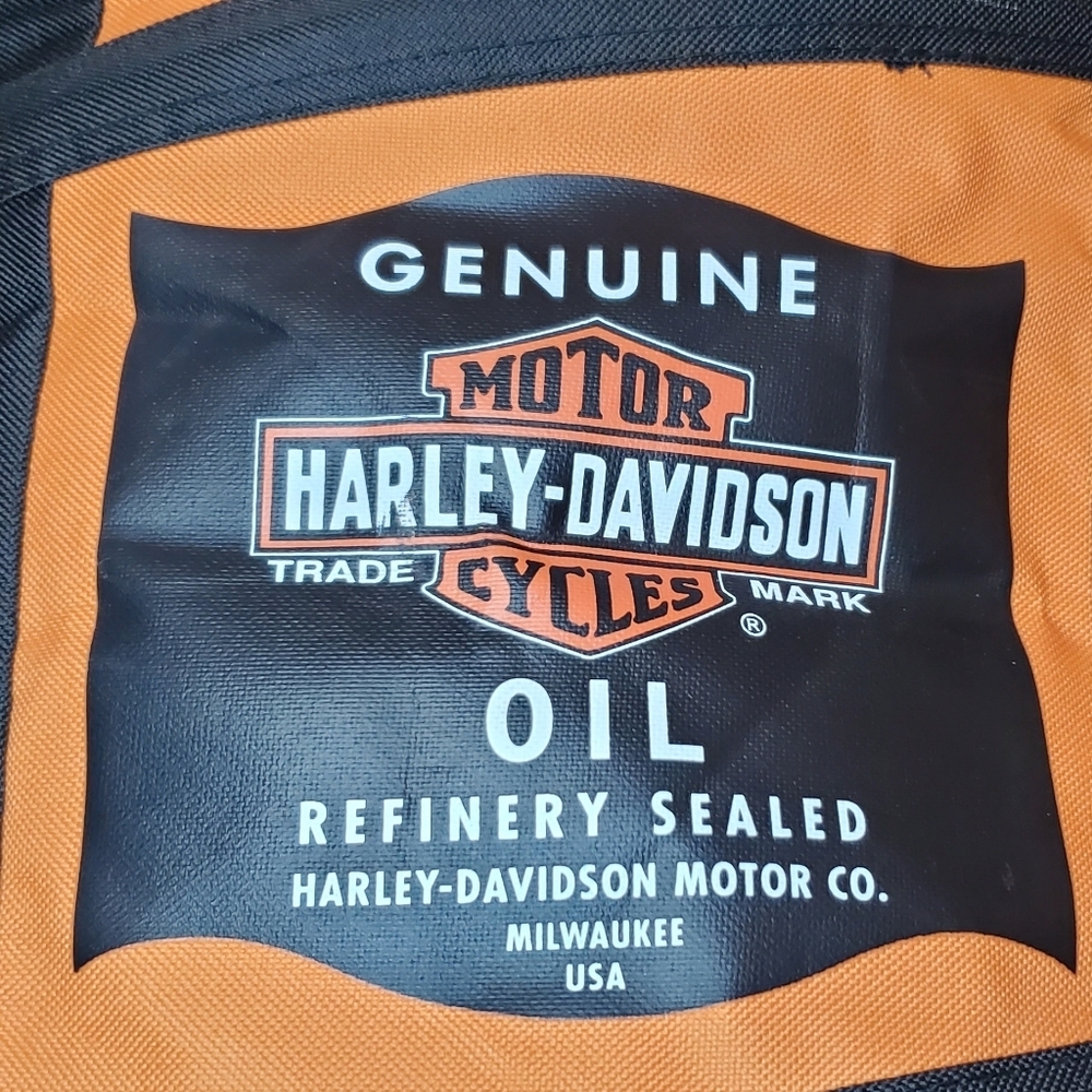 Harley-Davidson Black and Orange Collapsible 24 Pack Oil Can Cooler Bag - Picture 2 of 9